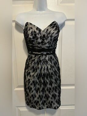 Miss Minuet Black Lace Strapless Sweetheart Cocktail Dress M